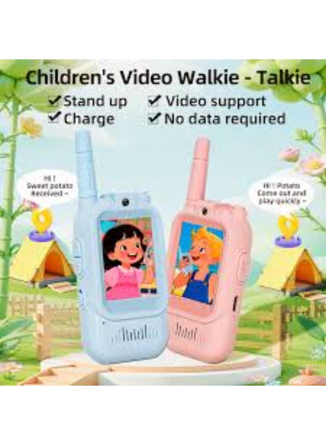 kids video Walky Talkiy toy Face-to-Face intercom Visual children Cartoon Pager 300M transmit distance Visible camera interphone Audio video call Photograph Walky Talky no need network outdoor communication 2 inches screen display Walkiy Talkiyes intercom for Parent-child interaction, birthday gifts, children toys - Image 1